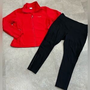 Women’s ATHLETA/COLUMBIA Zippered Leggings & Fleece Jacket, sz 2X